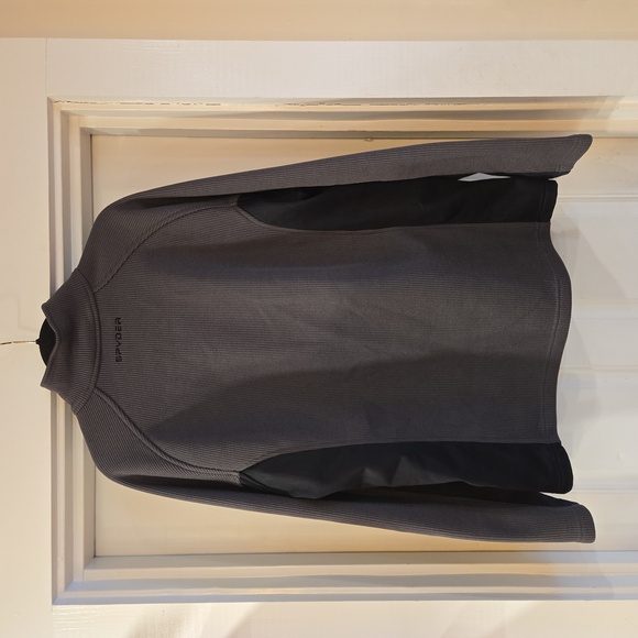 Spyder Soft Shell 1/4 Zip Fleece Pullover Sweater Jacket Mens Size XL Black Gray - Picture 3 of 14